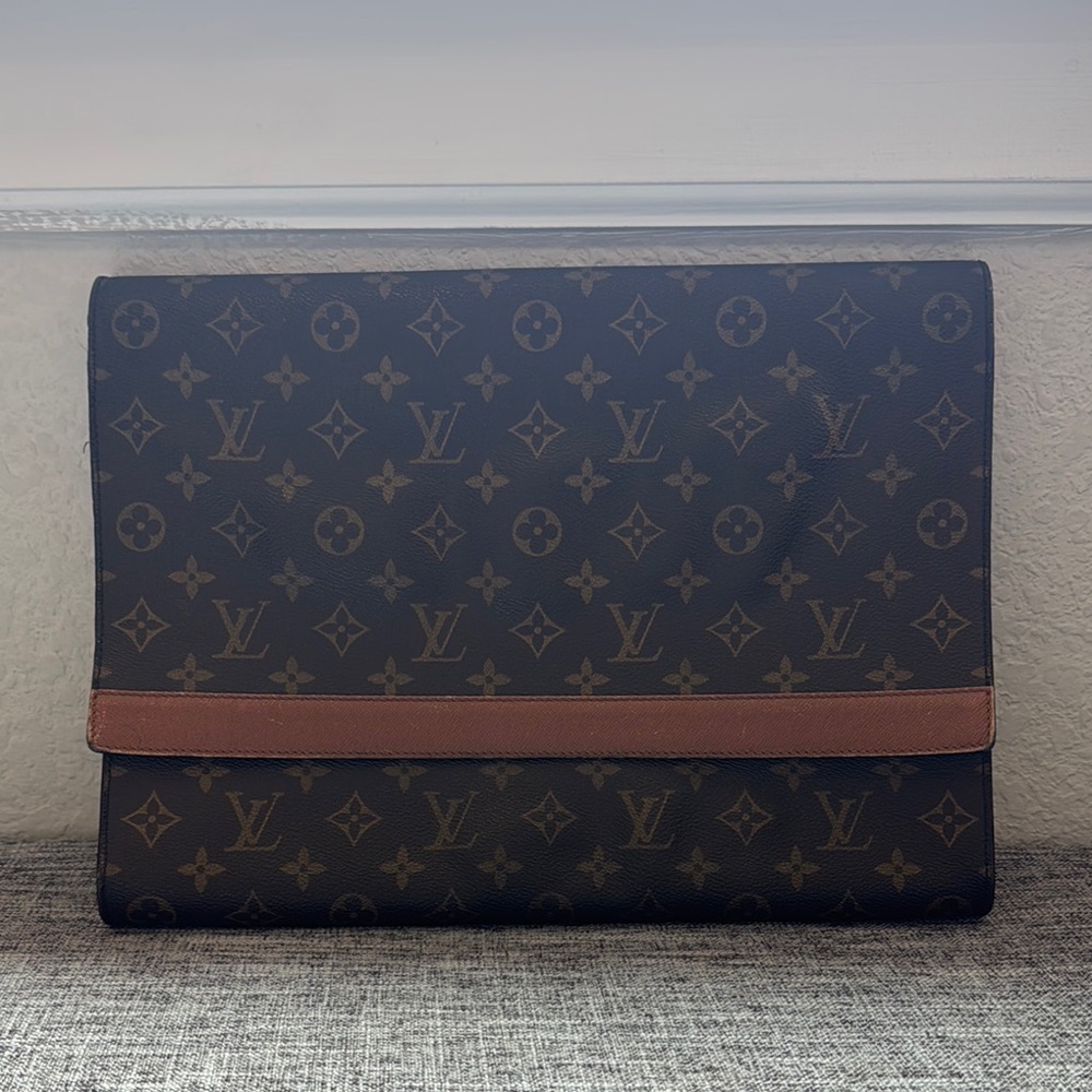 Louis Vuitton Classy Monogram Porte Envelope Clutch in Brown and Tan